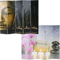 Mendler Foto-Paravent Buddha, Paravent Raumteiler Trennwand - 180x200 cm