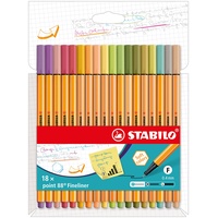 Stabilo point 88 soft colors sortiert, 18er-Set, Kunststoffetui (8818-22)