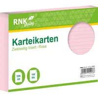 RNK Karteikarte liniert, 170 g/qm, DIN A5, rosa, 100