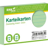 RNK Karteikarten A8, liniert, 170 g/qm, grün, 100 Karten