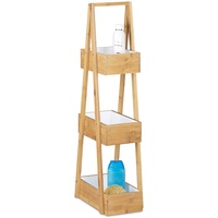 Relaxdays Bambus Badregal mit 3 Ebenen, Standregal f. Bad,