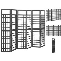 VidaXL Spalier/Paravent 6-teilig Massivholz Tanne Schwarz 242,5x180 cm