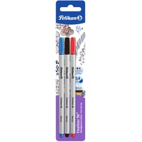 Pelikan Fineliner 96, 3 Stück in Blisterverpackung, rot/blau/schwarz, 4012700940629