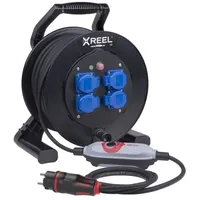 PCE 9350001 Personenschutz-Kabeltrommel Kunststoff PRCD-S+ Schwarz, Blau, Grau, Rot