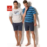 H.I.S. H.I.S Pyjama in marine-grau-meliert, marine-aquablau, | Gr. 60/62