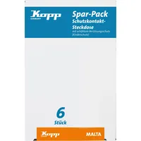 Kopp Malta Spar-Pack: 6 Schutzkontakt-Steckdosen mit erhöhtem Berührungsschutz (Abdeckung),