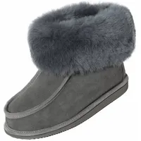Hollert Lammfell Hausschuhe Adam - Schuhgröße: 45 Farbe: Grau