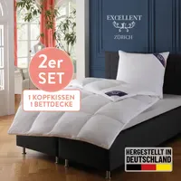 Excellent Daunenbettdecke + 3-Kammer-Kopfkissen "Bettdecken-Set Zürich, Bettdecke 135x200 &