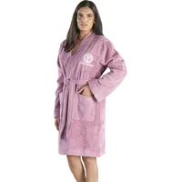 Carlo Colucci Damenbademantel Vita, 100% Baumwolle, lila M