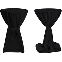 TexDeko Stehtischhusse Premium Schwarz Ø 60cm mit Schleifenband