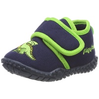 Playshoes Unisex Kinder Drache Hausschuhe, Marine, 32/33 EU