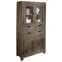 Massivmoebel24 Schrank Sheesham 90x40x180 grau geölt NATURE GREY #61