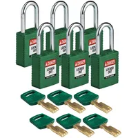 Brady SafeKey Nylon-Sicherheitsschloss mit Stahlbügel, Grün, 38 mm Bügelhöhe,