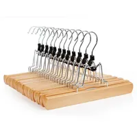 Songmics Hosenspanner, 12 Stück, Kleiderbügel aus Holz, Hosenbügel, rutschfest,