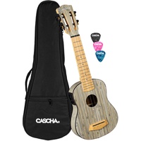 Cascha 2315E Sopran Ukulele Bamboo Graphit Bundle mit Tonabnehmer