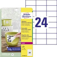 Avery Zweckform wetterfeste Folienetiketten L4718REV-20 weiß 70,0 x 37,0