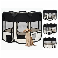 VidaXL Faltbarer Welpenlaufstall mit Tragetasche Schwarz 90x90x58 cm