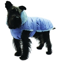 Fashion Dog Hunde-Steppmantel mit Kunstpelz-Futter - Azzurro 43 cm