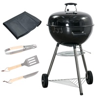 Outsunny BBQ Grill mit Grillrost Abdeckung Thermometer Ablage Grillwagen