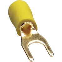 SINUSLIVE 13199 Gabelkabelschuh 4mm2 Loch-Ø=4mm Teilisoliert Gelb 10St.