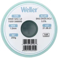 Weller WSW SAC L0 Lötzinn, bleifrei Spule Sn3,0Ag0,5Cu 250g
