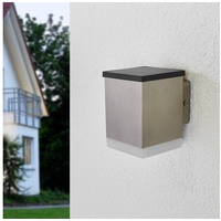 LINDBY LED-Solar-Außenwandleuchte Tyson, eckig, satiniert