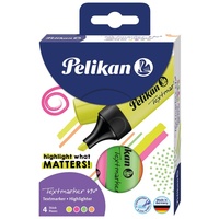 Pelikan Textmarker 490 farbig sortiert, 4 Stück im Etui