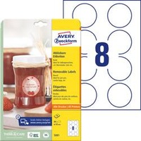 Avery Zweckform Etiketten rund, 65mm, ablösbar, weiß, 10 Blatt