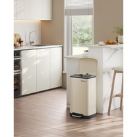 Songmics Mülleimer LTB001A01 elfenbeinfarben, Metall, 30l