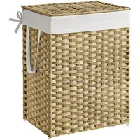 Songmics Wäschesammler Eliott mit Deckel 90, Natur