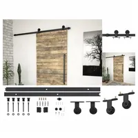 VidaXL Schiebetürbeschlag-Set 183 cm Stahl Schwarz