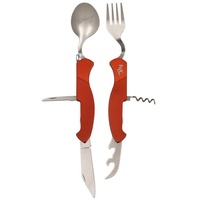 Fox Outdoor Taschenmesserbesteck, 6 in 1, Rot, teilbar