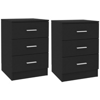 VidaXL Nachttische 2 Stk. Schwarz 38x35x56 cm Holzwerkstoff