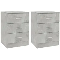VidaXL Nachttische 2 Stk. Betongrau 38x35x56 cm Holzwerkstoff