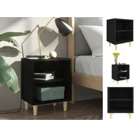 VidaXL Nachttisch mit Massivholz-Beinen Schwarz 40x30x50 cm