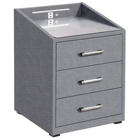 Ed exciting design Mid.you Nachtschrank Grau Kunststoff, 3 Schubladen,