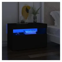 VidaXL Nachttisch mit LED-Leuchten Schwarz 60x35x40 cm Holzwerkstoff