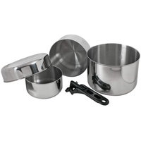 Basic Nature Biwak Edelstahl', 3 Topfset, Silber, One Size