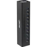 InLine USB 3.0 Hub, 10 Port, Aluminiumgehäuse, schwarz, mit