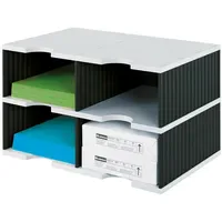 Styro Sortierstation Styrodoc Jumbo Grundeinheit grau/schwarz mit 4 Fächern