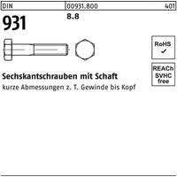 Industrial Quality Supplies DIN 931/ISO 4014 Sechskant-Schaftschraube M6x150 Stahl