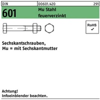 Industrial Quality Supplies DIN 601 Sechskant-Schaftschraube M10x60 Stahl 4.6