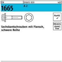 Industrial Quality Supplies EN 1665 Sechskant-Flanschschraube M10x35 Edelstahl A2