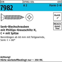 Industrial Quality Supplies DIN 7982 Form C Senkkopf-Blechschraube VG