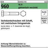 Industrial Quality Supplies DIN 960 Sechskant-Schaftschraube Feingewinde M14x65 Stahl