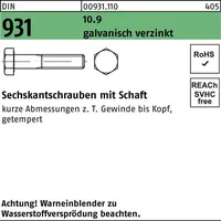 Industrial Quality Supplies DIN 931/ISO 4014 Sechskant-Schaftschraube M24x75 Stahl