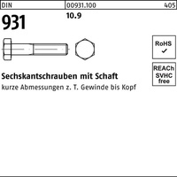Industrial Quality Supplies DIN 931/ISO 4014 Sechskant-Schaftschraube M6x130 Stahl