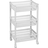 Plast Team Aufbewahrungs-Trolley, mit 3 Körben, weiß