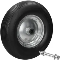 ECD Germany Schubkarrenrad PU Vollgummi, mit Achse, 4.80/4.00-8, 390