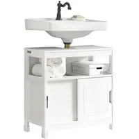 SoBuy Waschbeckenunterschrank Badezimmerschrank-Badschrank mit Fußpolster, Unterschrank Waschbecken-Kommode für Badezimmer,